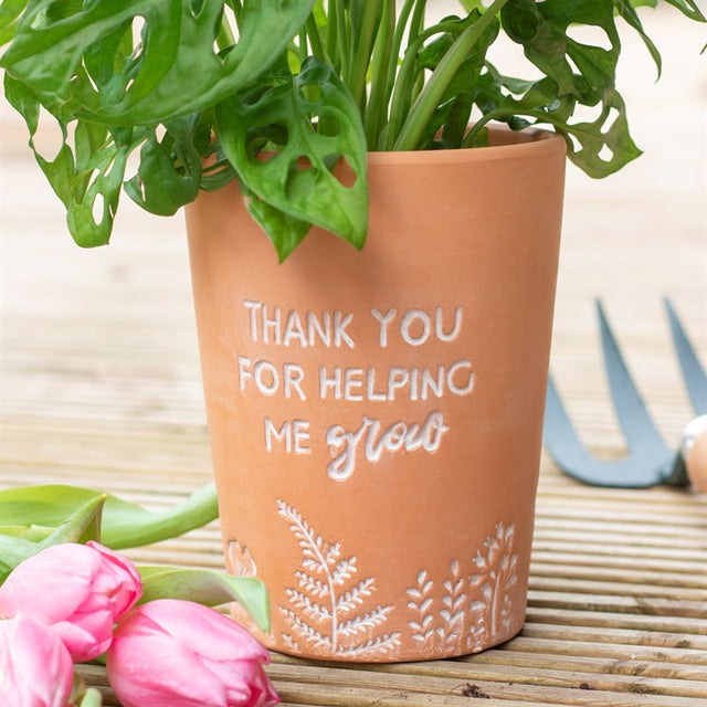 Thank You for Helping Me Grow - Charming Terracotta Plant Pot for Your Greenery