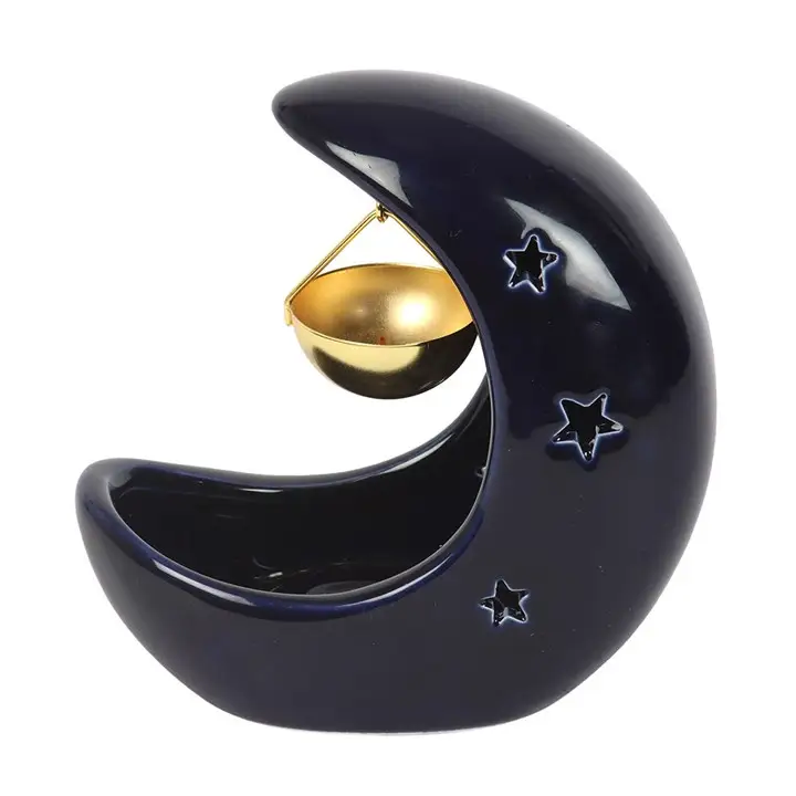 N/A Blue Crescent Moon Hanging Oil Burner -