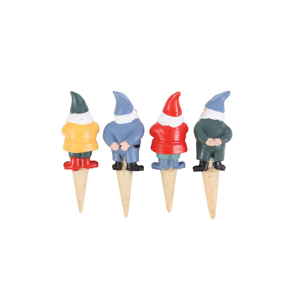 Set of 4 Mini Garden Gnome Ornaments for Plant Pots