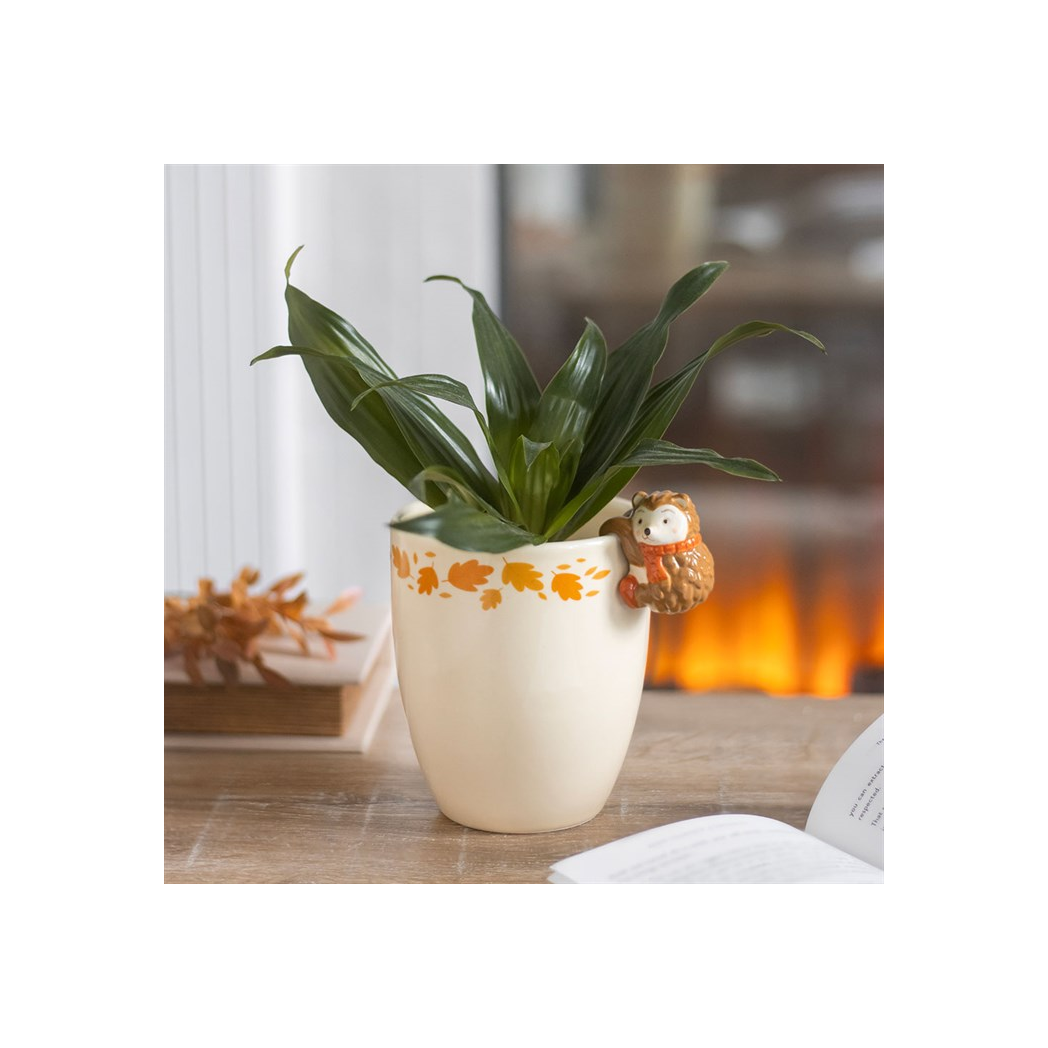 Autumn Plant Pot with Hedgehog - A Cozy Touch for Your Home