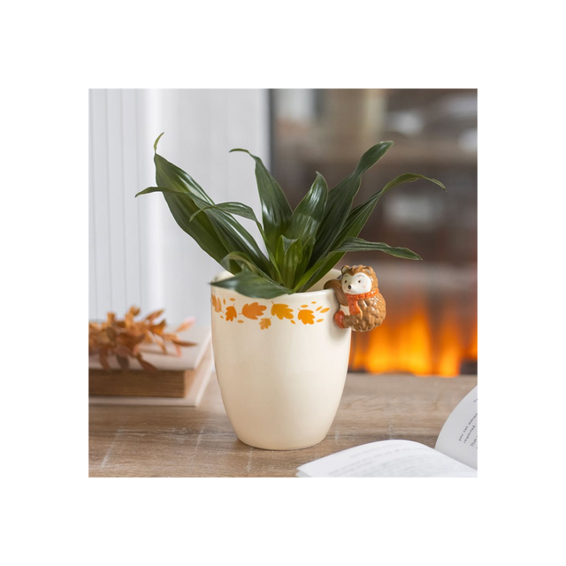 Autumn Plant Pot with Hedgehog - A Cozy Touch for Your Home