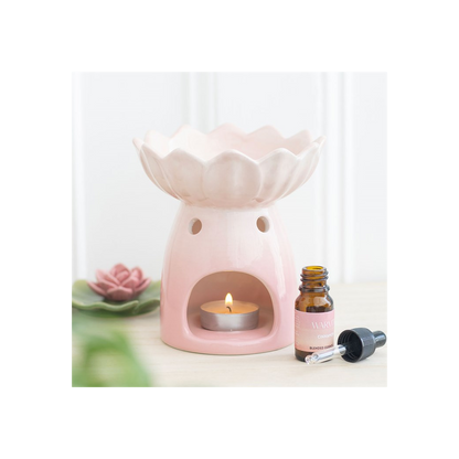 N/A Pink Water Lily Oil Burner and Wax Warmer -