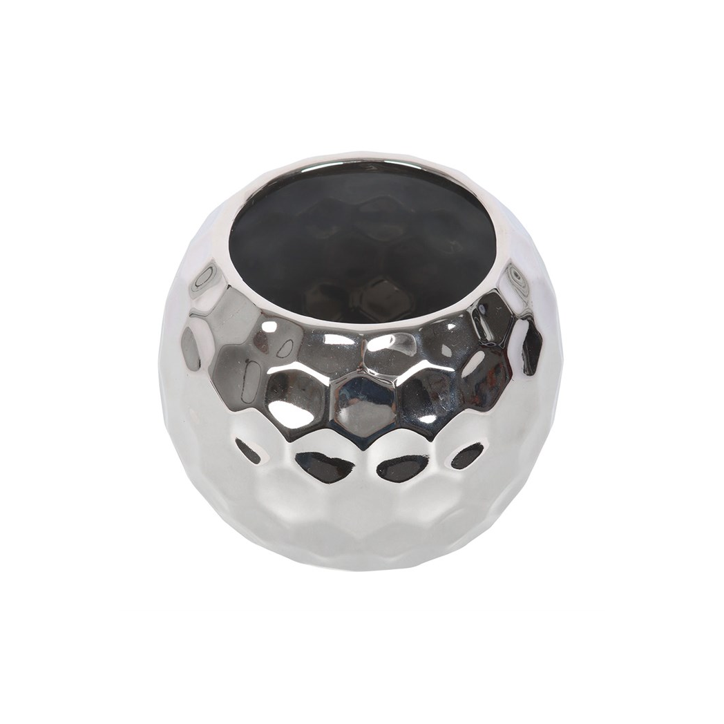 Silver Disco Ball Vase – Retro-Inspired Ceramic Flower Vase