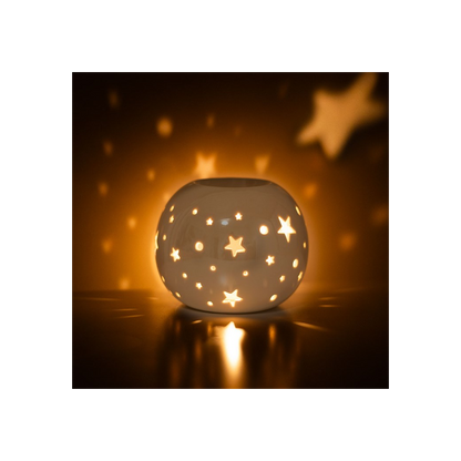 N/A White Iridescent Star Oil Burner and Wax Warmer -