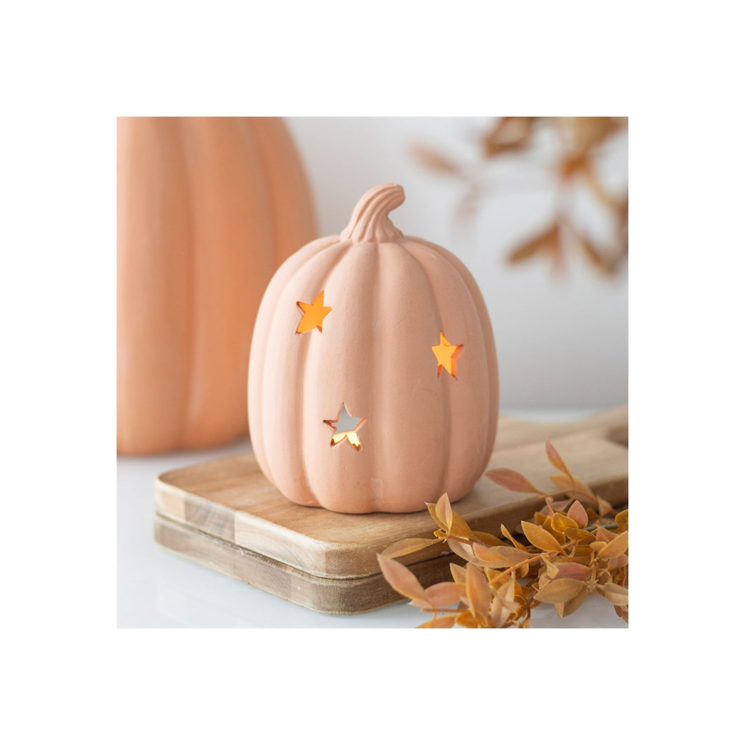 N/A 9cm Terracotta Pumpkin Tealight Holder -