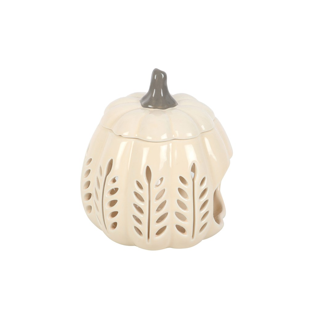 N/A Cream Leaf Cut Out Pumpkin Oil Burner and Wax Warmer -