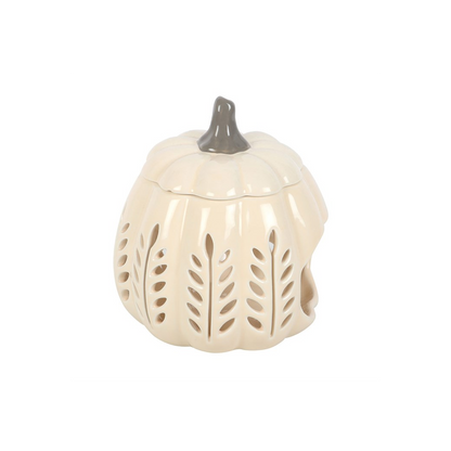 N/A Cream Leaf Cut Out Pumpkin Oil Burner and Wax Warmer -