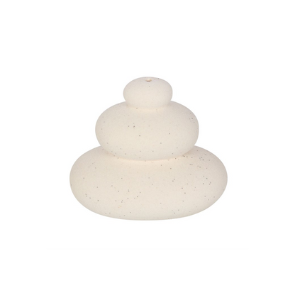 N/A Cream Speckle Balancing Stones Incense Stick Holder -