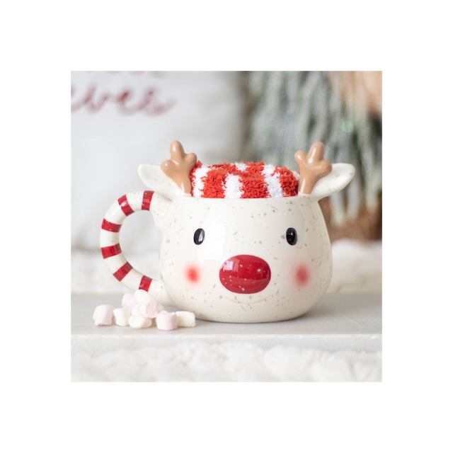 Rudolph Reindeer Mug and Socks Set