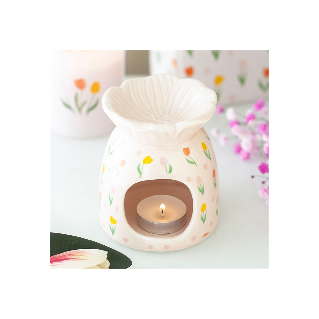 N/A Tulip Print Oil Burner and Wax Warmer -