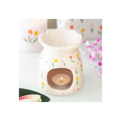 N/A Tulip Print Oil Burner and Wax Warmer -