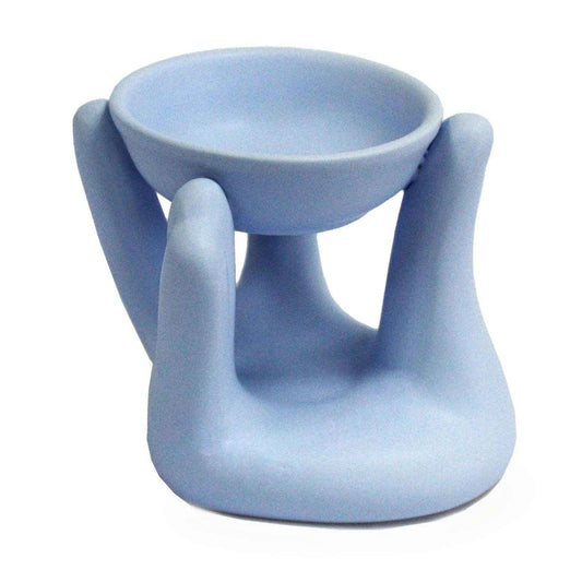 Open Hands Oil Burner - Elegant Blue Aroma Diffuser for Relaxation and Serenity - Everyday Bargainz