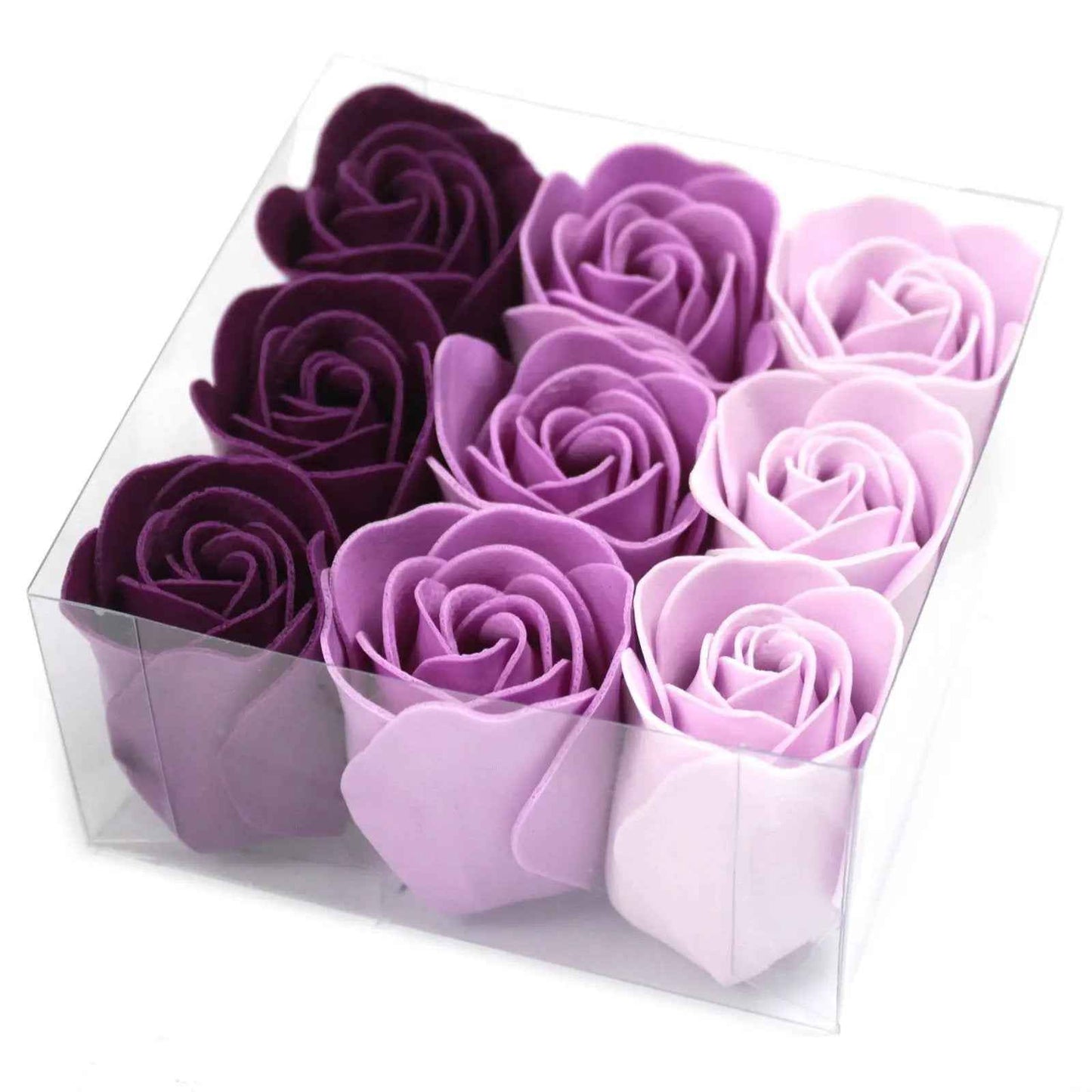 AW Dropship UK Set of 9 Soap Flower - Lavender Roses - Luxury Soap Flowers