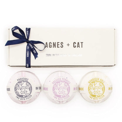 Agnes + Cat Bath Fizzer Gift Set Provence Pressed Peonies Moroccan Roll - Everyday Bargainz