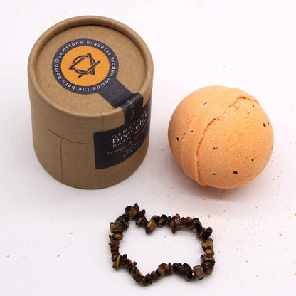 Ancient Wisdom Tiger Eye Gemstone Bracelet Bath Bomb Orange Mandarin - Everyday Bargainz