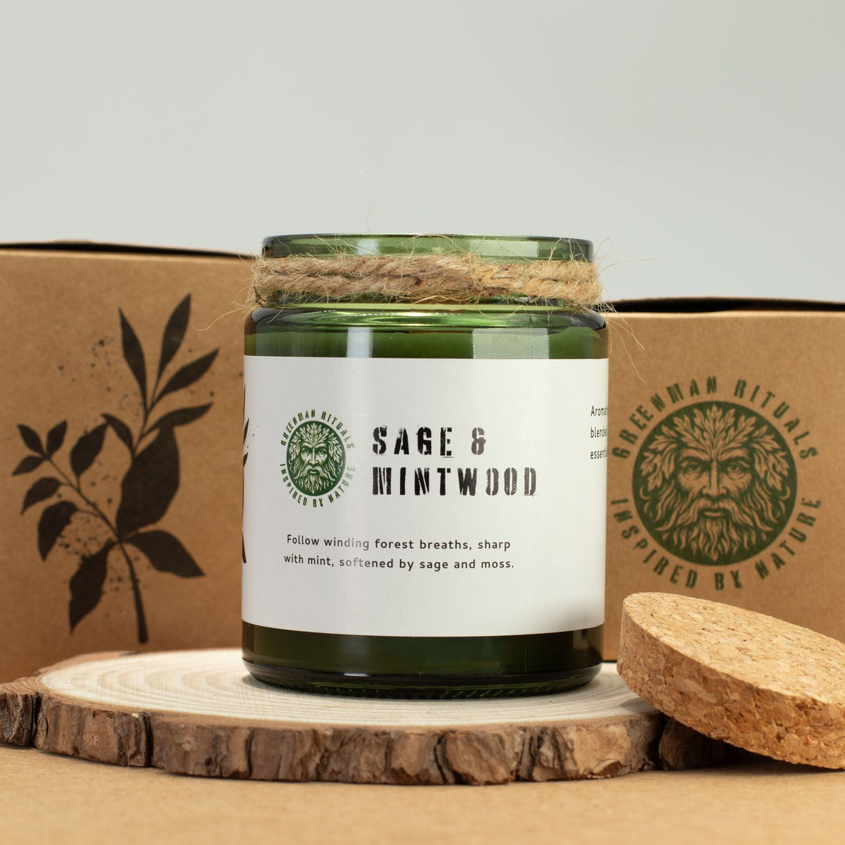 Sage & Mintwood Candle - Grounding Greenman Woodwick Soy Candle