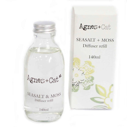 Agnes + Cat Reed Diffuser Refill - Seasalt and Moss 150ml for Fresh Home Fragrance - Everyday Bargainz