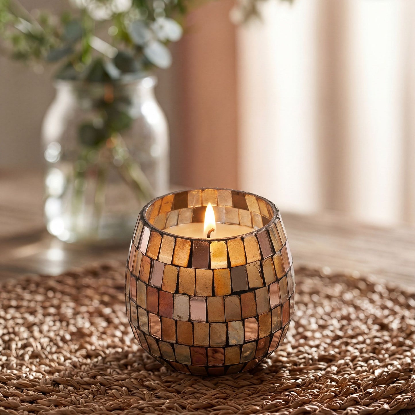 AW Dropship UK Small Glass Jar Candles - Amber Mosaic - Glass Jar Candles