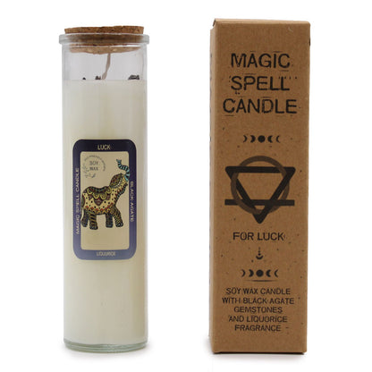 Magic Spell Candle for Luck - Enchanting Soy Wax with Black Agate