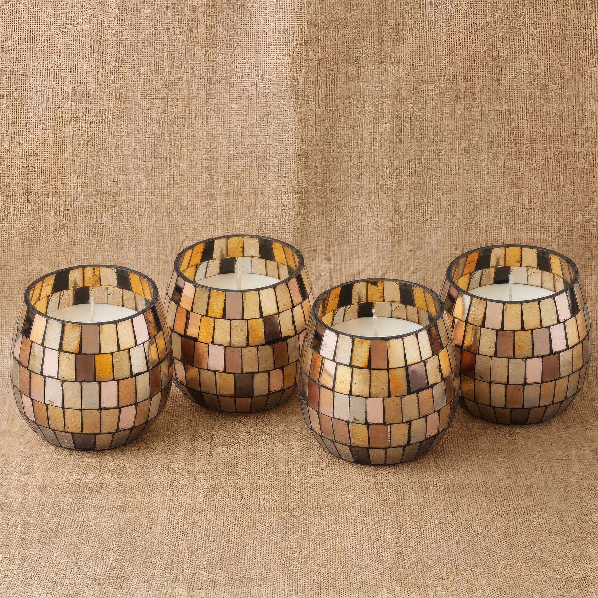 AW Dropship UK Small Glass Jar Candles - Amber Mosaic - Glass Jar Candles