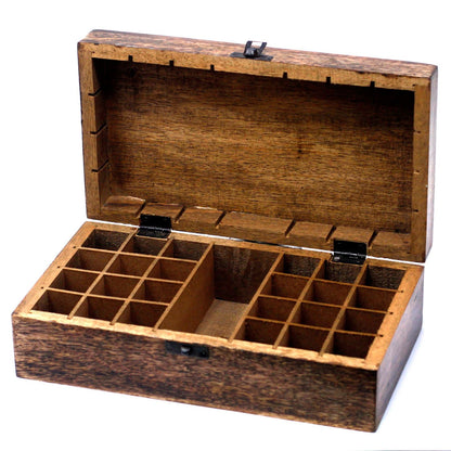 Mango Wood Aromatherapy Box - Stylish Storage for Your Essential Oils Holds 24+1