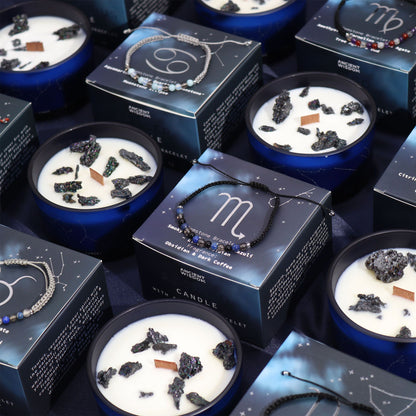 Zodiac Crystal Candle & Gemstone Bracelet Set - Capricorn Energy Unleashed