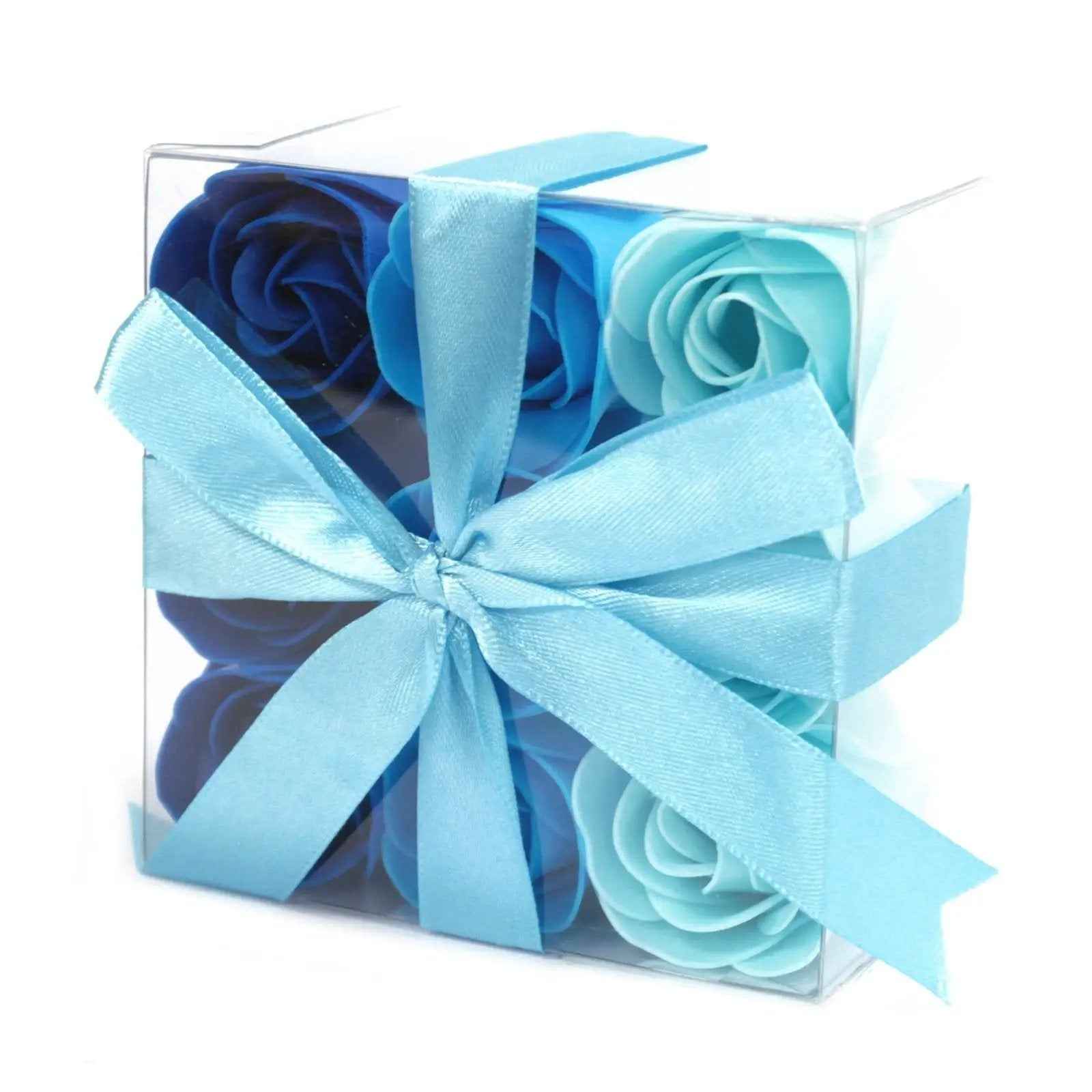 AW Dropship UK Set of 9 Soap Flowers - Blue Wedding Roses - Luxury Soap Flowers
