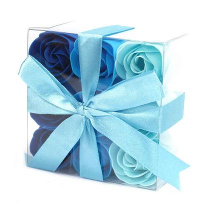 AW Dropship UK Set of 9 Soap Flowers - Blue Wedding Roses - Luxury Soap Flowers