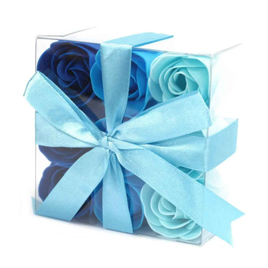 AW Dropship UK Set of 9 Soap Flowers - Blue Wedding Roses - Luxury Soap Flowers