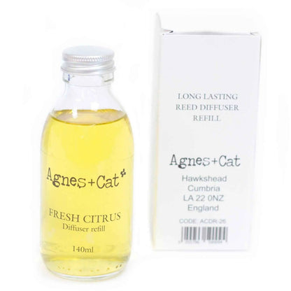 Agnes + Cat Reed Diffuser Refill - Fresh Citrus Scent 150ml for Lasting Fragrance - Everyday Bargainz