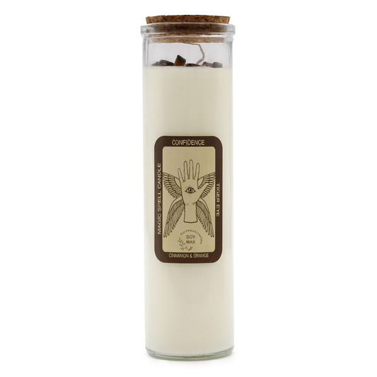 Magic Spell Candle Confidence: Ignite Your Inner Strength with Tiger Eye and Cinnamon