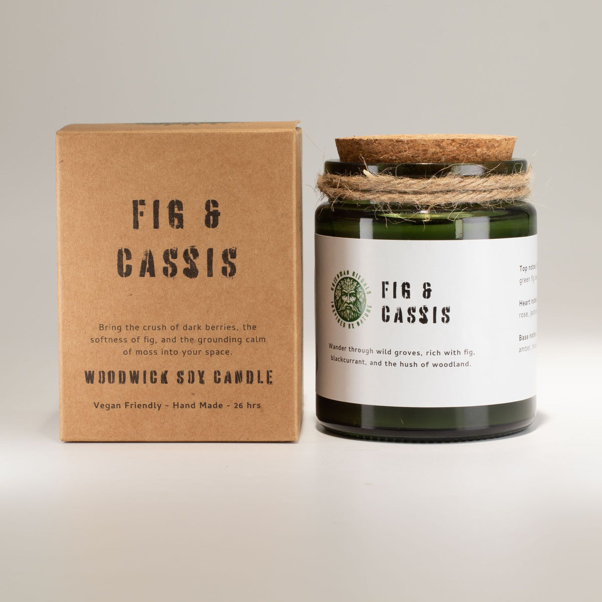 Discover Tranquility with the Greenman Woodwick Soy Candle - Fig & Cassis