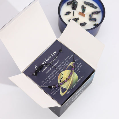 Zodiac Crystal Candle & Gemstone Bracelet Set - Capricorn Energy Unleashed