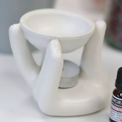 Helping Hand Oil Burner - Elegant White Design for Aromatherapy - Everyday Bargainz