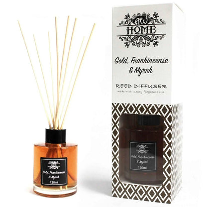 120ml Reed Diffuser Gold Frankincense Myrrh for Invigorating Aromatherapy - Everyday Bargainz