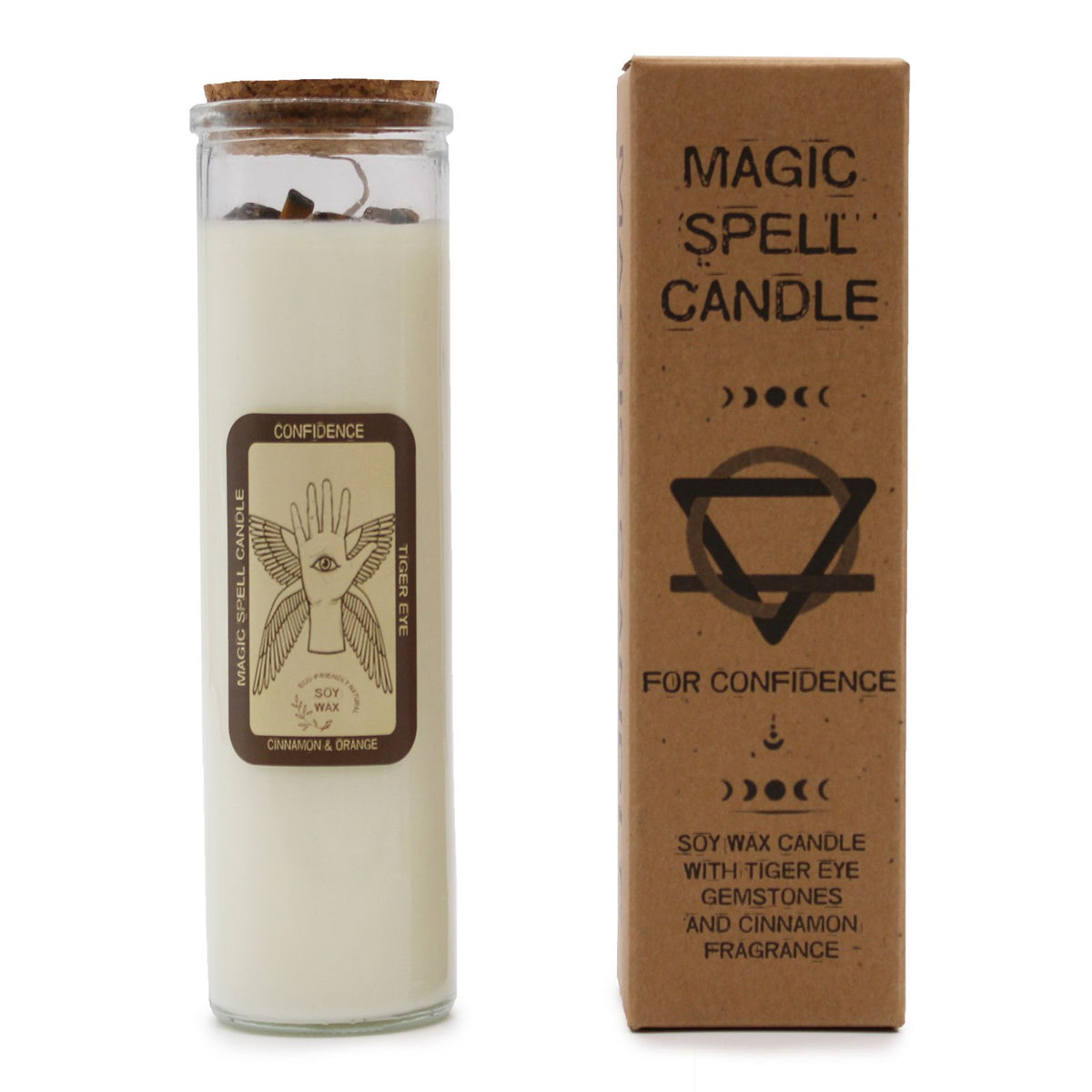 Magic Spell Candle Confidence: Ignite Your Inner Strength with Tiger Eye and Cinnamon