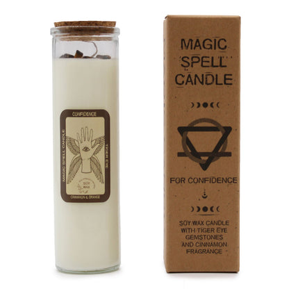 Magic Spell Candle Confidence: Ignite Your Inner Strength with Tiger Eye and Cinnamon