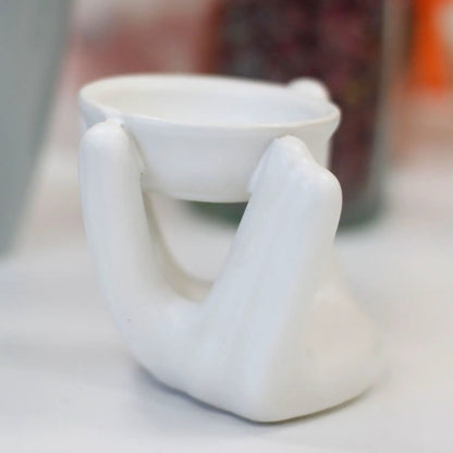 Helping Hand Oil Burner - Elegant White Design for Aromatherapy - Everyday Bargainz
