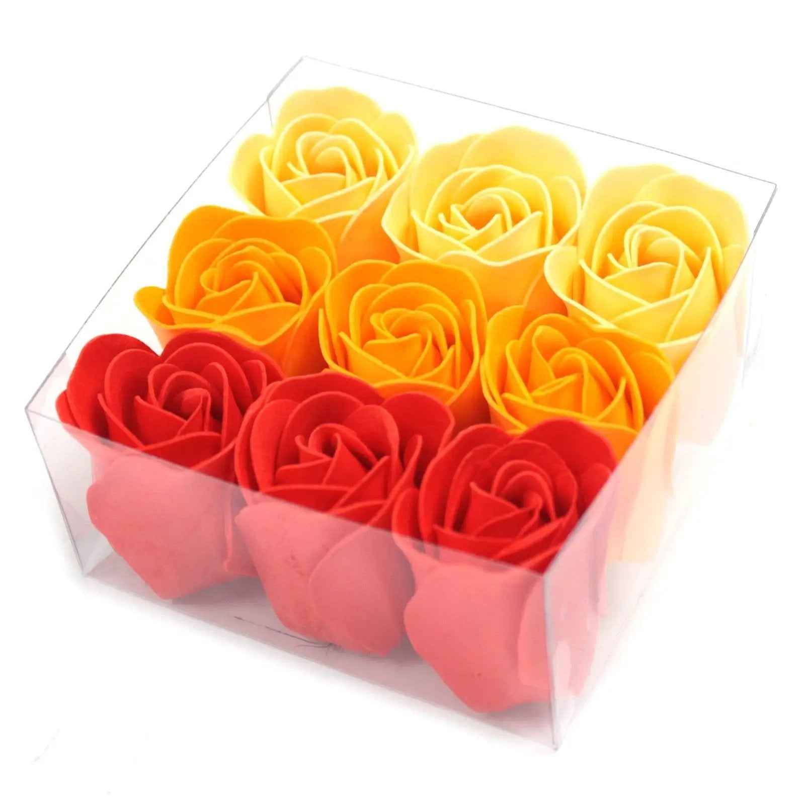 AW Dropship UK Set of 9 Soap Flower Box - Peach Roses - Luxury Soap Flowers