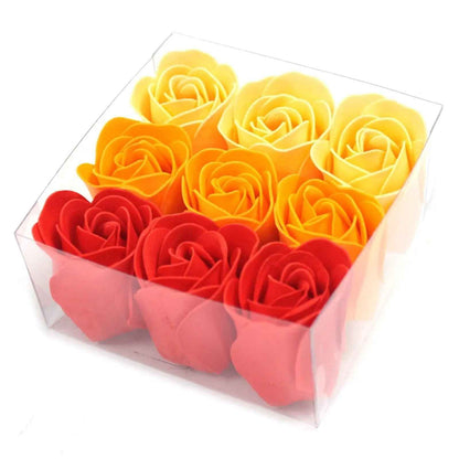 AW Dropship UK Set of 9 Soap Flower Box - Peach Roses - Luxury Soap Flowers