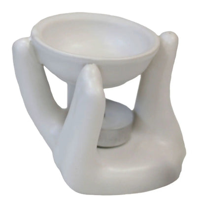 Helping Hand Oil Burner - Elegant White Design for Aromatherapy - Everyday Bargainz