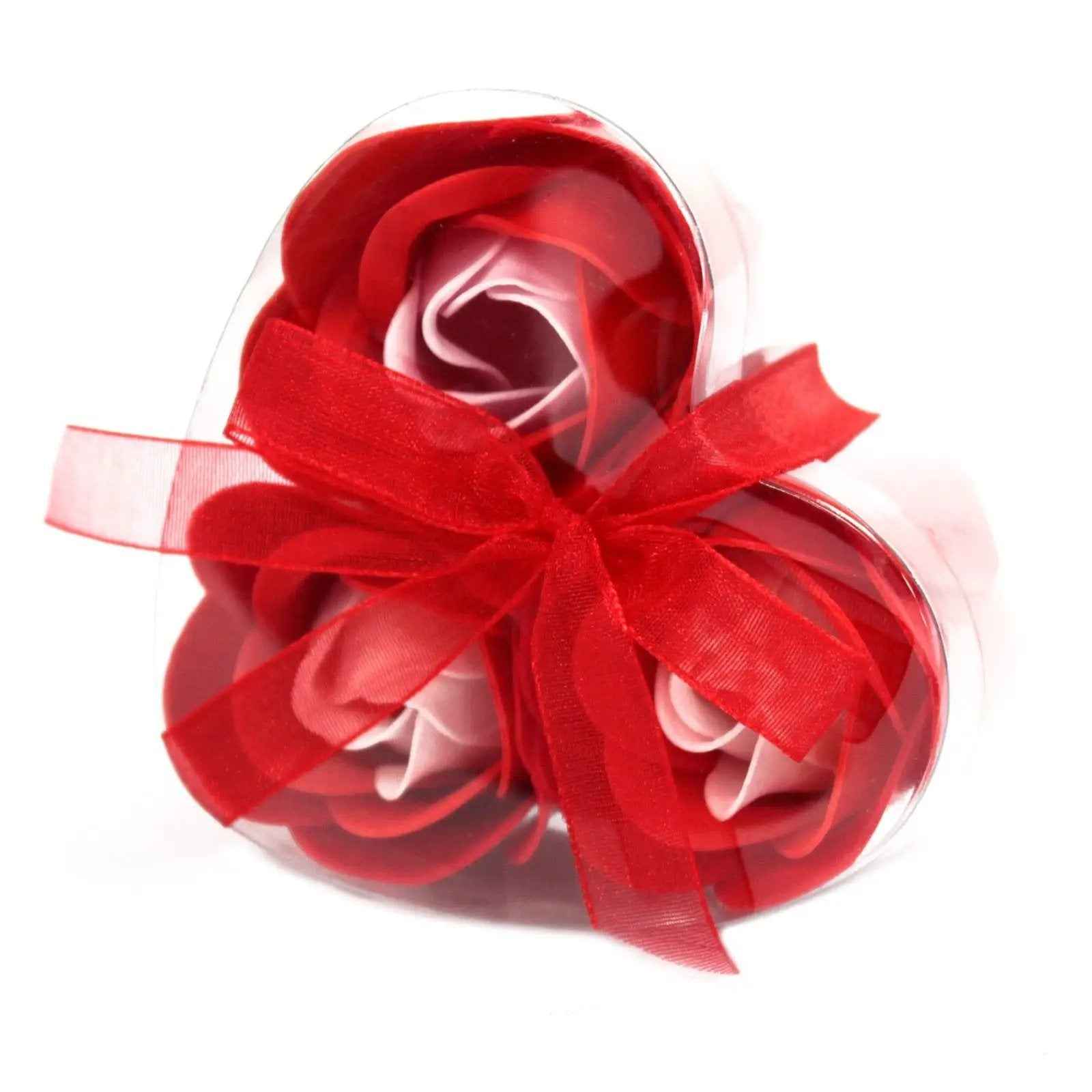 AW Dropship UK Set of 3 Soap Flower Heart Box - Red Roses - Luxury Soap Flowers