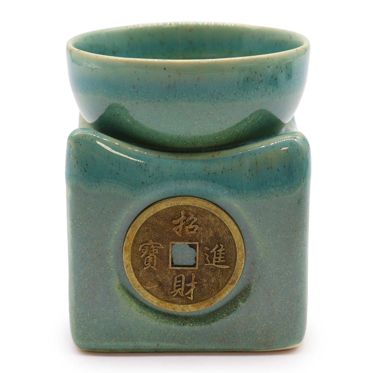 Lucky Coin Jade Oil Burner - Large Size for Aromatherapy and Home Decor