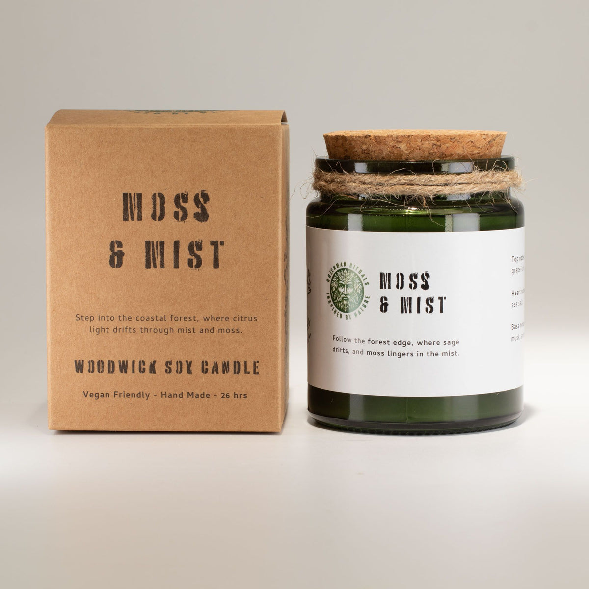 Woodwick Soy Candle - Greenman Moss & Mist: Immerse Yourself in Nature's Serenity