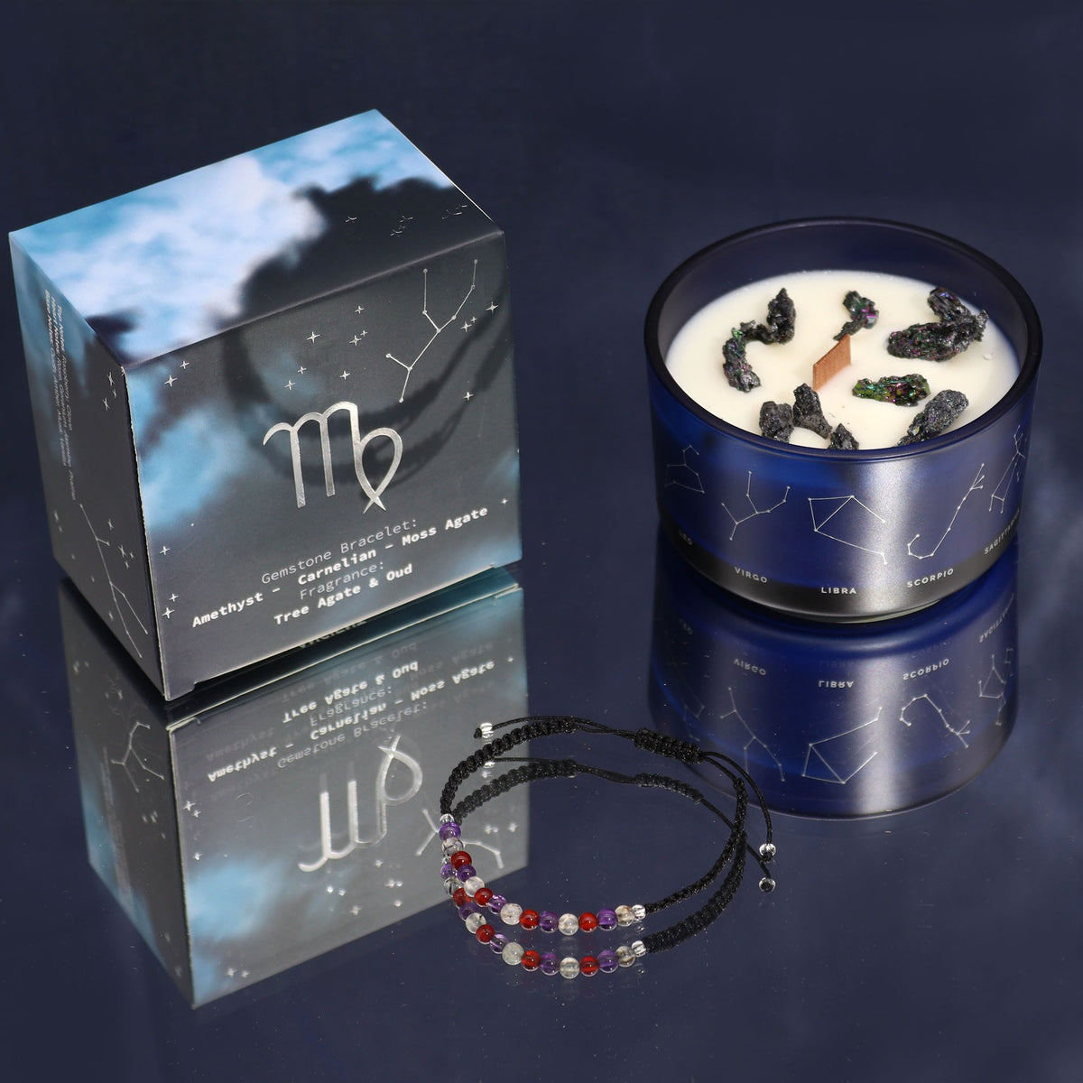 Transform Your Space with the Zodiac Crystal Candle and Gemstone Bracelet - Virgo