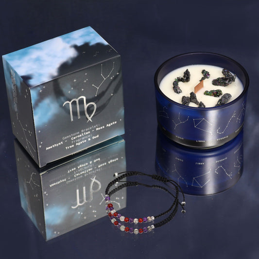 Transform Your Space with the Zodiac Crystal Candle and Gemstone Bracelet - Virgo