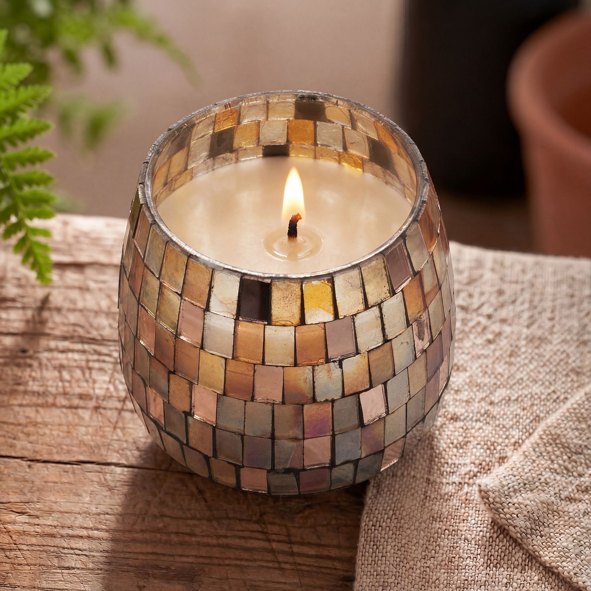 AW Dropship UK Medium Glass Jar Candles - Amber Mosaic - Glass Jar Candles
