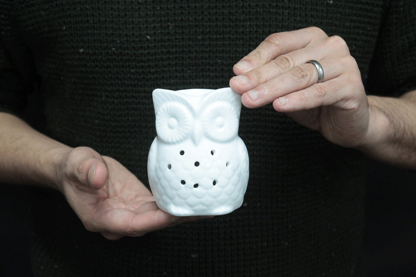 Classic White Oil Burner - Tall Owl for Aromatic Bliss