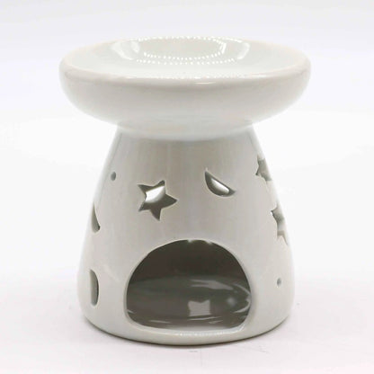 Lrg Classic White Oil Burner - Moon & Star Design for Relaxation - Everyday Bargainz