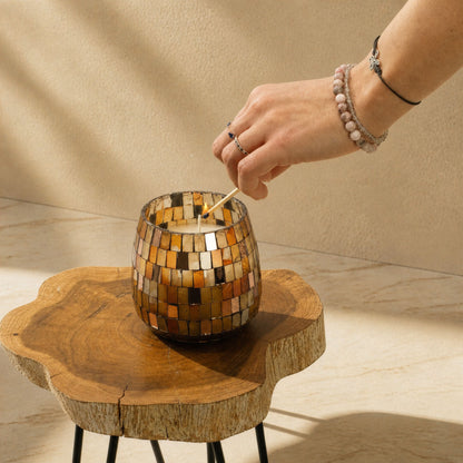 AW Dropship UK Medium Glass Jar Candles - Amber Mosaic - Glass Jar Candles